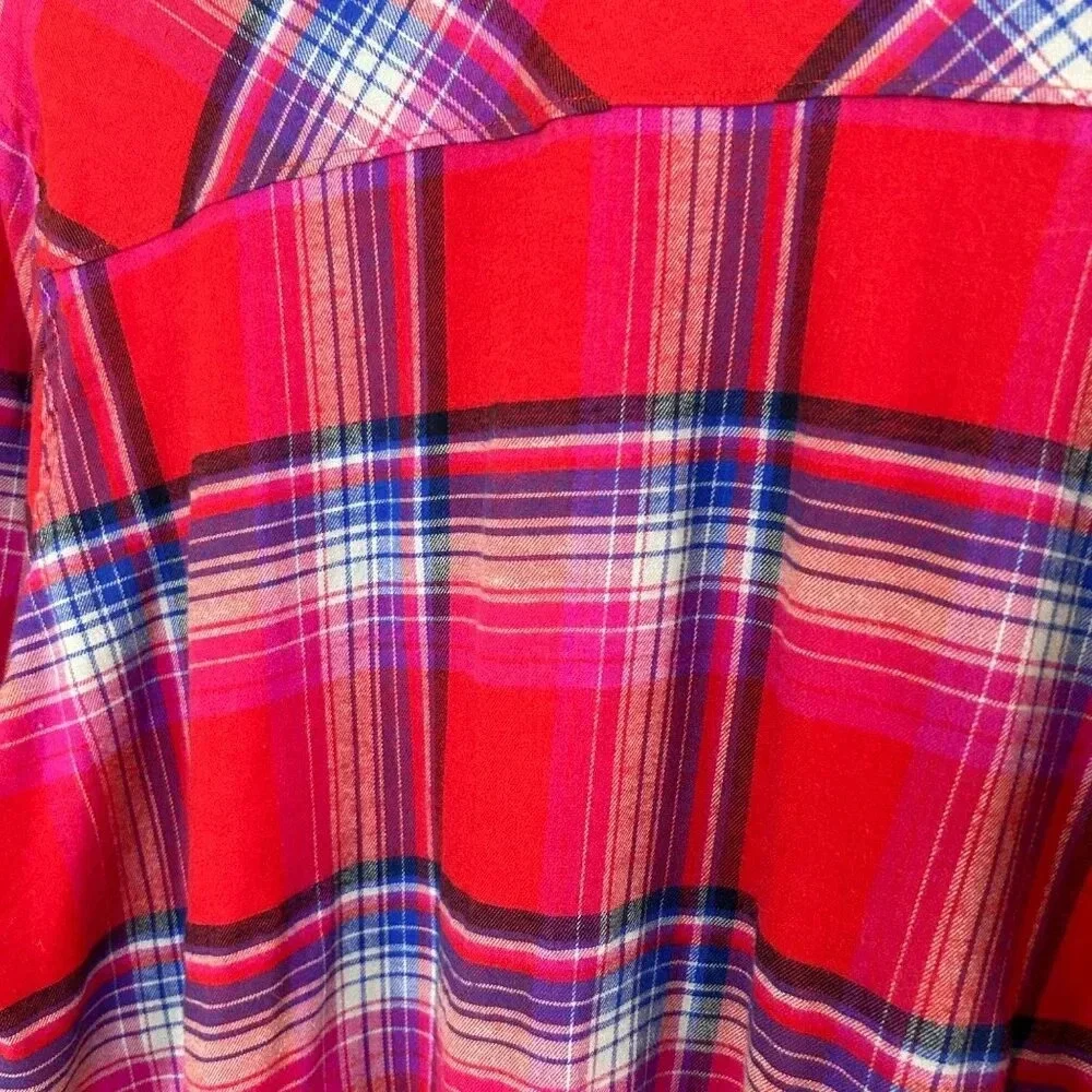 Orvis Size XL Women’s Red Flannel Button Down Long Sleeve Outdoor Casual - Picture 3 of 7